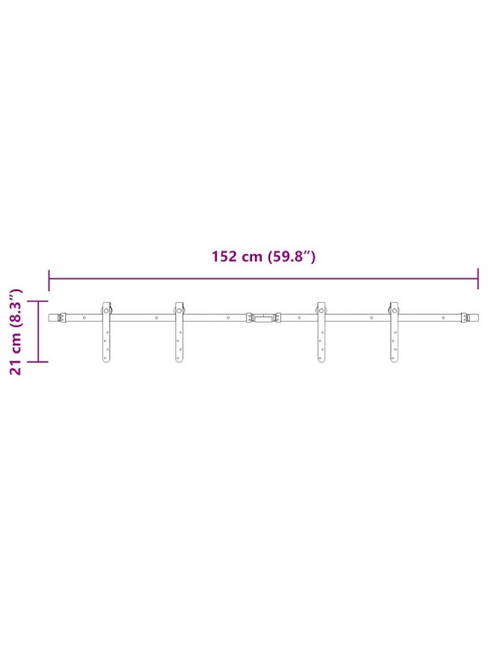 Lükandkapi uksekomplekt 152,5 cm süsinikterasest