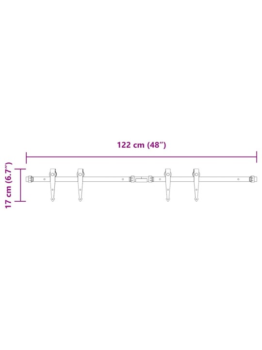 LÜKANDKAPI UKSEKOMPLEKT 122 CM SÜSINIKTERASEST