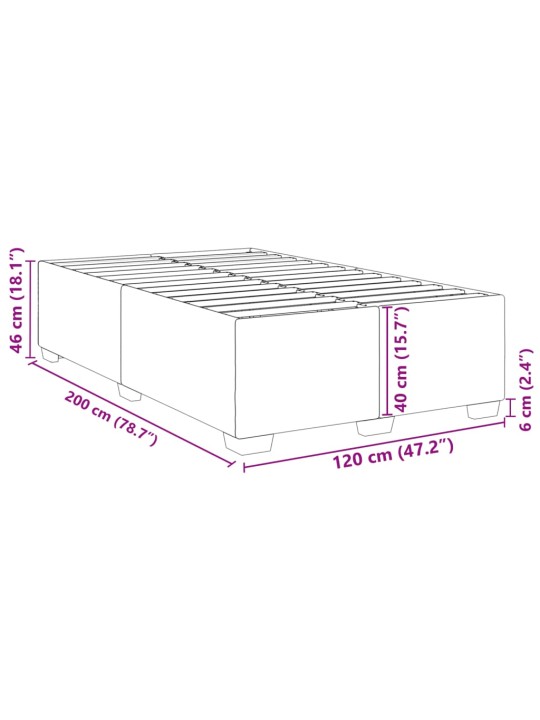 Voodiraam ilma madratsita, tumehall, 120x200 cm, samet