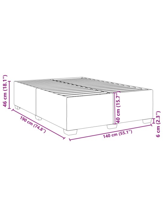 Voodiraam ilma madratsita, tumehall, 140x190 cm, samet