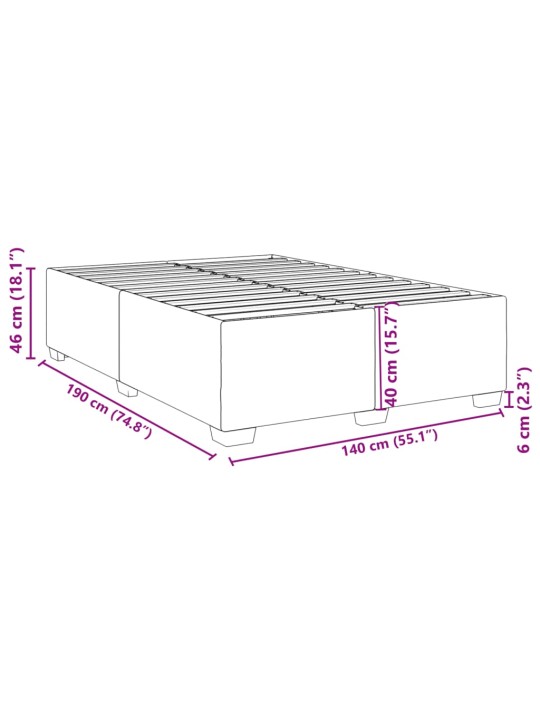 Voodiraam ilma madratsita, must, 140x190 cm, samet