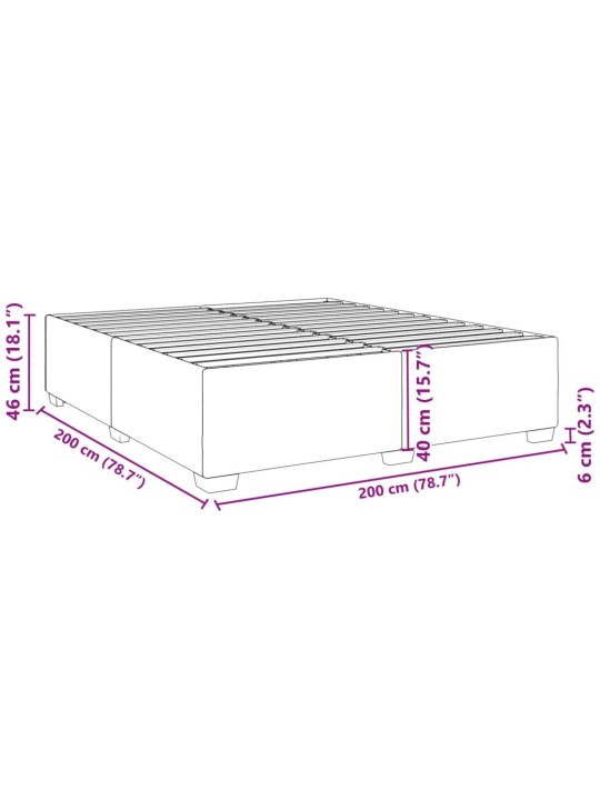 Voodiraam ilma madratsita tumeroheline 200x200 cm samet