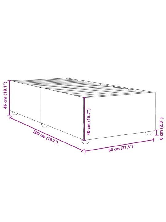 Voodiraam ilma madratsita tumepruun 80x200 cm kangas