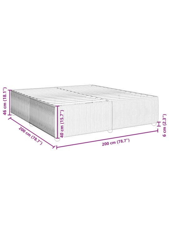 Voodiraam ilma madratsita tumeroheline 200x200 cm samet