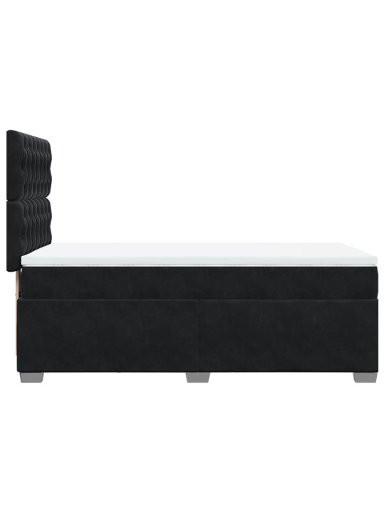 Kontinentaalvoodi madratsiga, must, 100x200 cm, samet