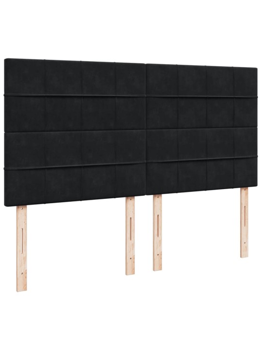 KONTINENTAALVOODI MADRATSIGA, MUST, 180X200 CM, SAMET