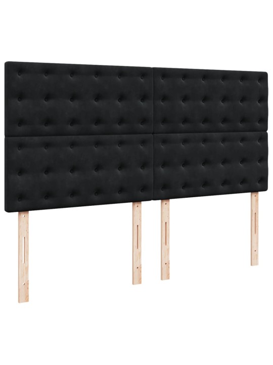 Kontinentaalvoodi madratsiga, must, 180x200 cm, samet