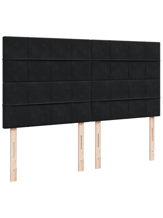 Kontinentaalvoodi madratsiga, must, 200x200 cm, samet