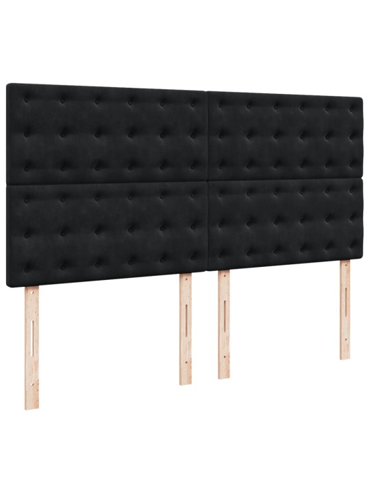 Kontinentaalvoodi madratsiga, must, 200x200 cm, samet