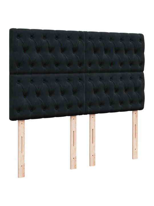 KONTINENTAALVOODI MADRATSIGA,MUST, 140X190 CM, SAMET