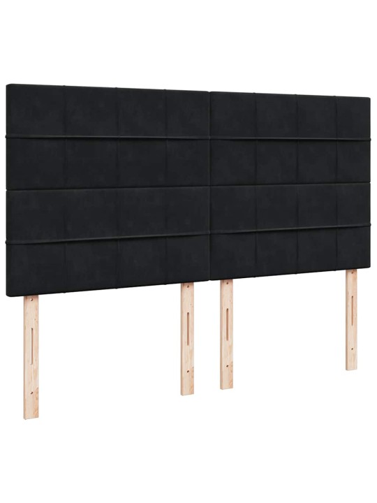 KONTINENTAALVOODI MADRATSIGA, MUST, 180X200 CM, SAMET
