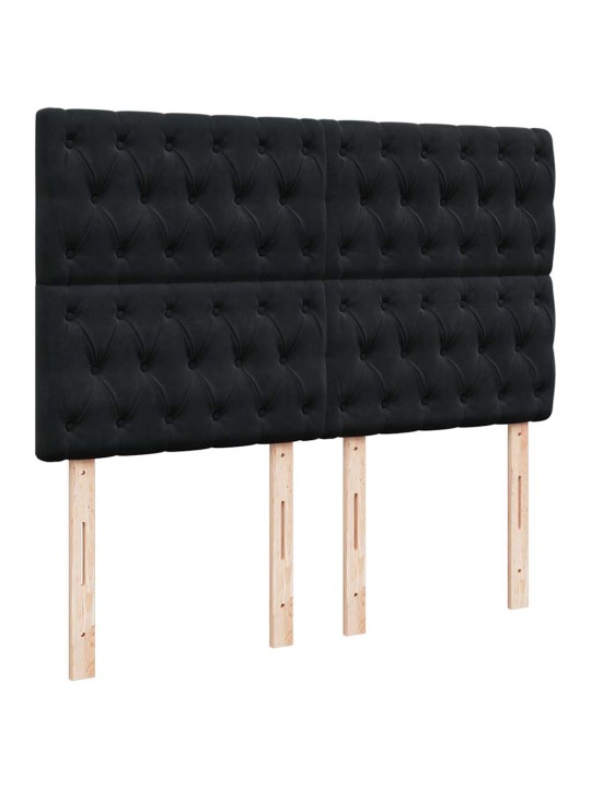 KONTINENTAALVOODI MADRATSIGA,MUST, 140X190 CM, SAMET