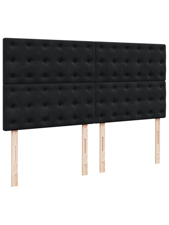 Kontinentaalvoodi madratsiga, must, 180x200 cm, samet