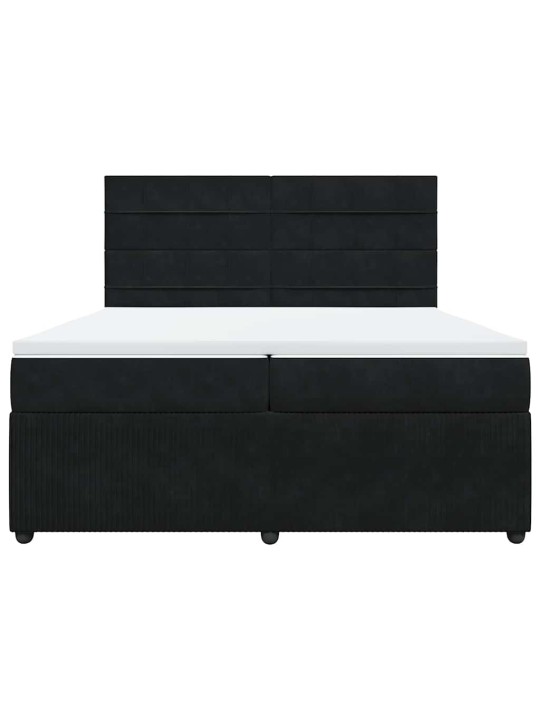 Kontinentaalvoodi madratsiga, must, 200x200 cm, samet