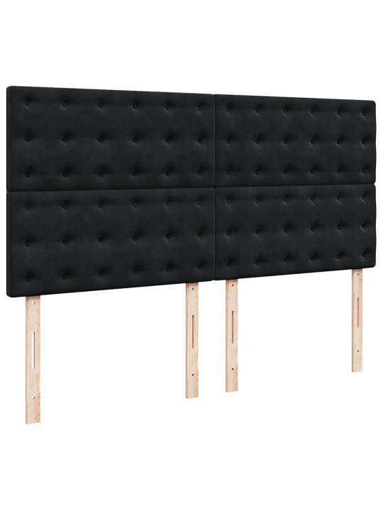 Kontinentaalvoodi madratsiga, must, 200x200 cm, samet
