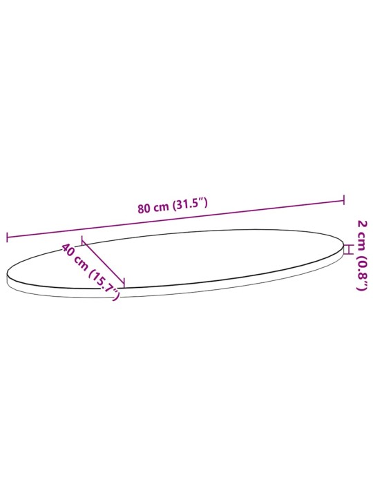 Lauaplaat, tumepruun, 80 x 40 x 2 cm, tammepuit ovaalne