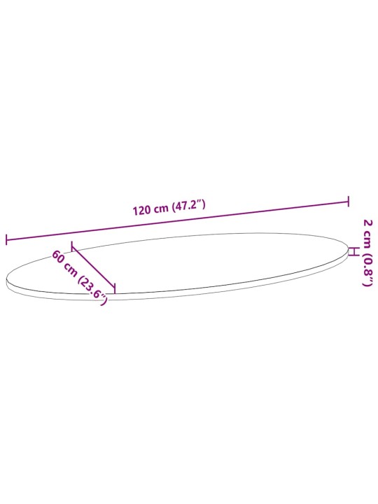 Lauaplaat, tumepruun, 120 x 60 x 2 cm, tammepuit ovaalne
