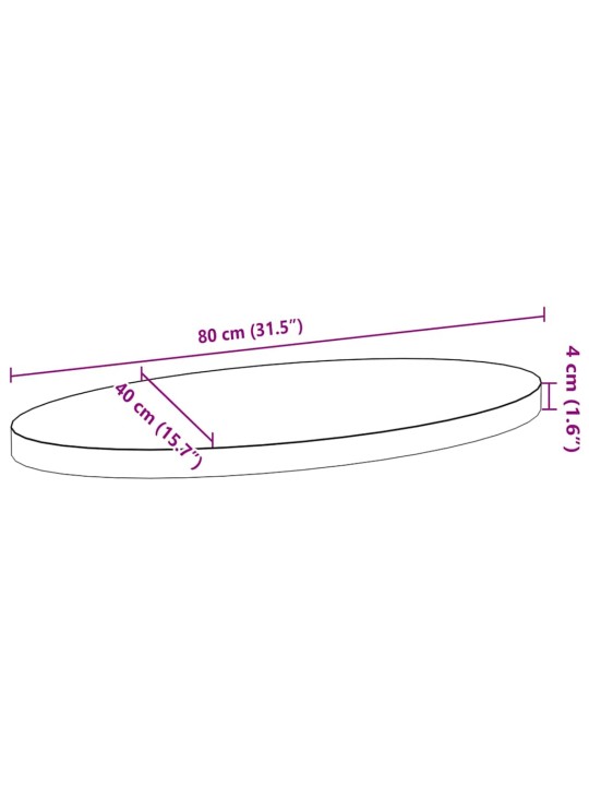 Lauaplaat, tumepruun, 80 x 40 x 4 cm, tammepuit ovaalne