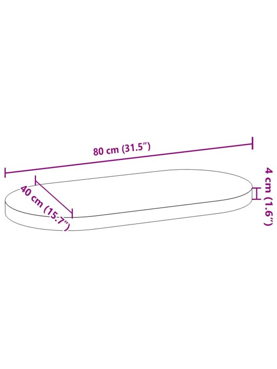 Lauaplaat, tumepruun, 80 x 40 x 4 cm, tammepuit ovaalne