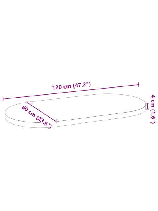 Lauaplaat, tumepruun, 120 x 60 x 4 cm, tammepuit ovaalne