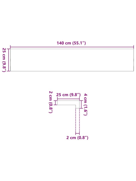 Aknalauad 2 tk, 140 x 25 x 2 cm, töötlemata tammepuit