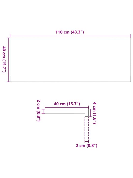 Aknalauad 2 tk, tumepruun, 110 x 40 x 2 cm, toekas tammepuit