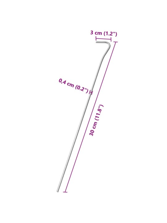 Telgivaiad 50 tk, 30 cm ø4 mm, tsingitud teras