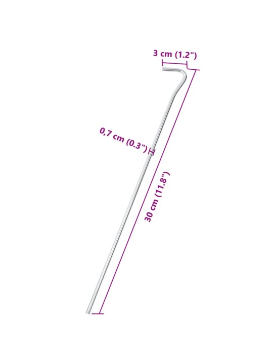 Telgivaiad 50 tk, 30 cm ø7 mm, tsingitud teras