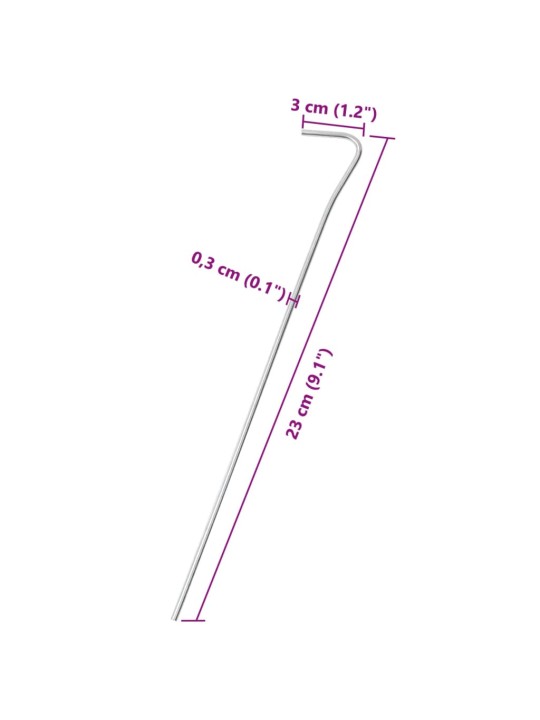 Telgivaiad 50 tk, 23 cm ø3 mm, tsingitud teras