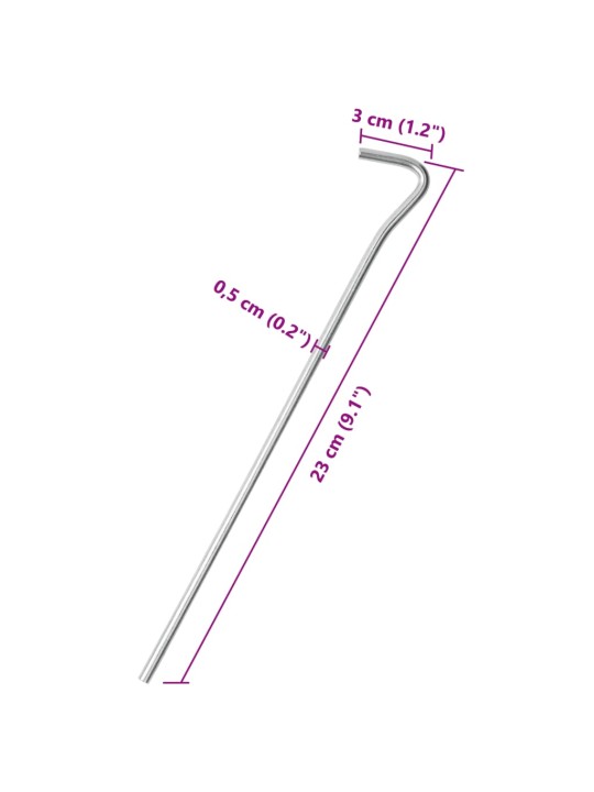 Telgivaiad 25 tk, 23 cm ø5 mm, tsingitud teras