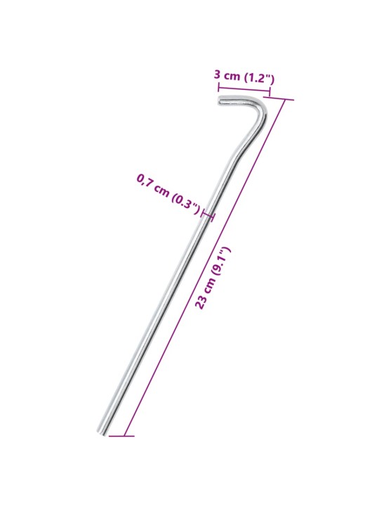 Telgivaiad 25 tk, 23 cm ø7 mm, tsingitud teras