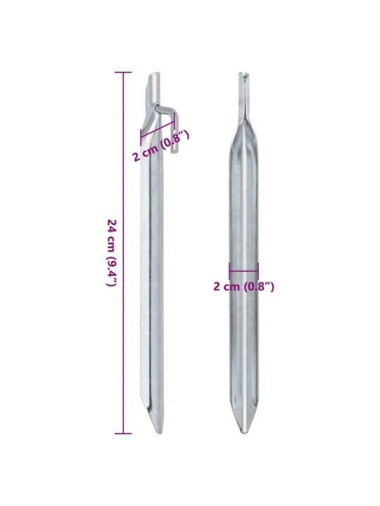 U-kujulised telgivaiad 24 tk, 24 cm ø20 mm, tsingitud teras