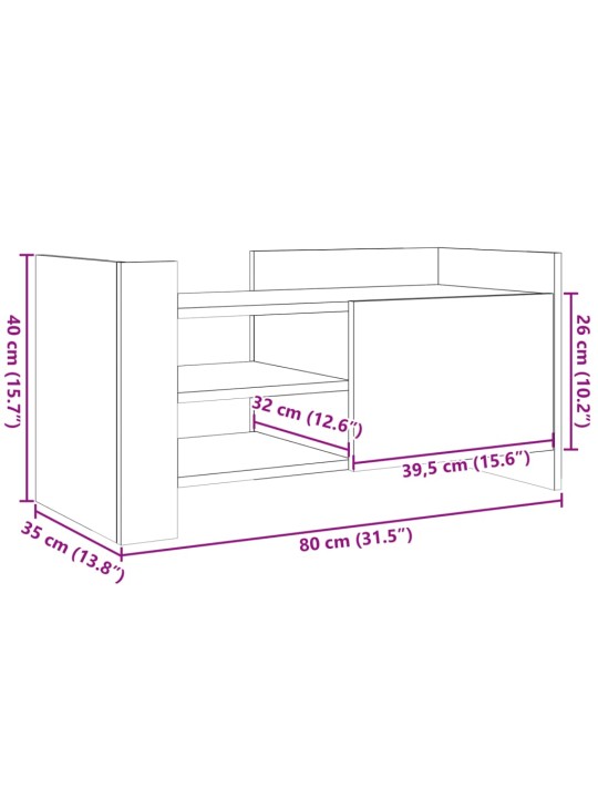 Telerikapp, suitsutatud tamm, 80x35x40 cm, tehispuit