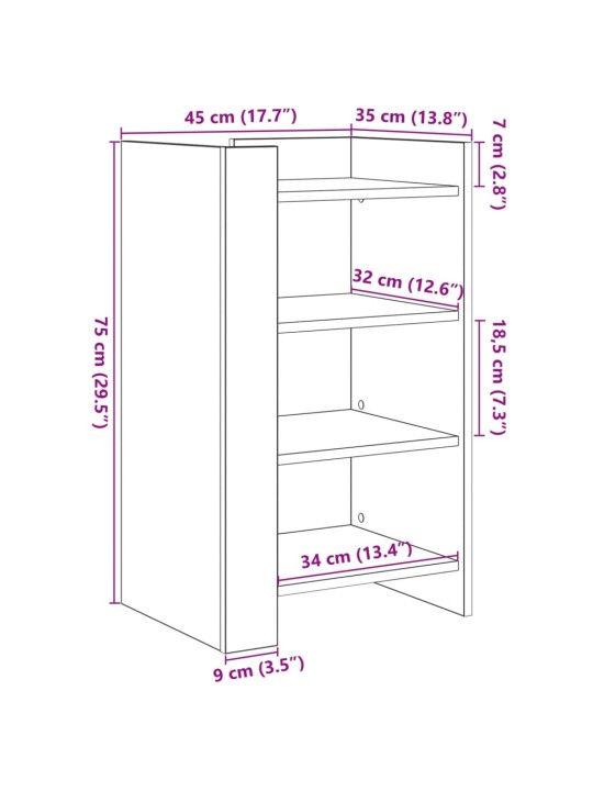 Puhvetkapp, hall sonoma tamm, 45x35x75 cm, tehispuit