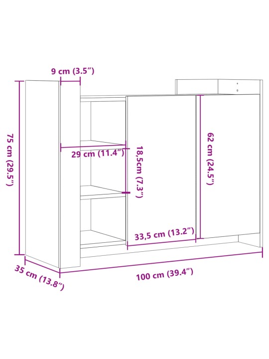 Puhvetkapp, must, 100 x 35 x 75 cm, tehispuit