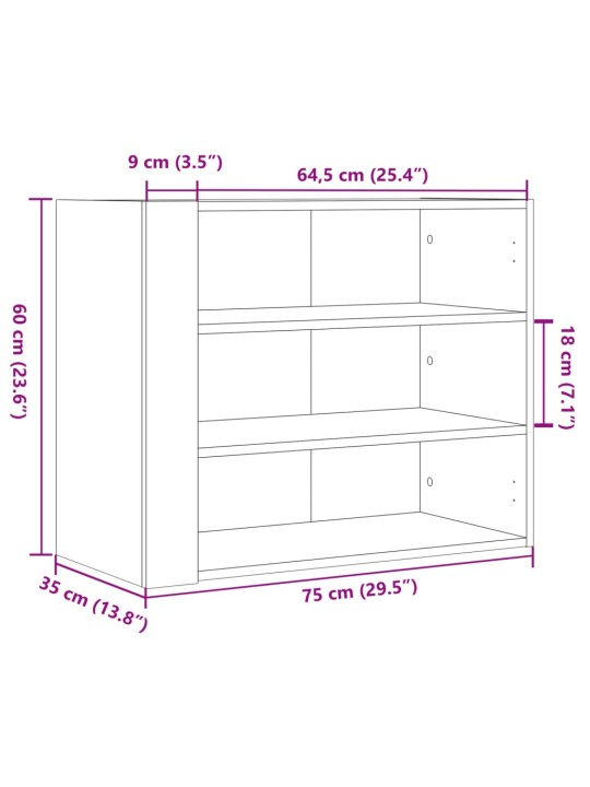 Seinakapp, suitsutatud tamm, 75 x 35 x 60 cm, tehispuit