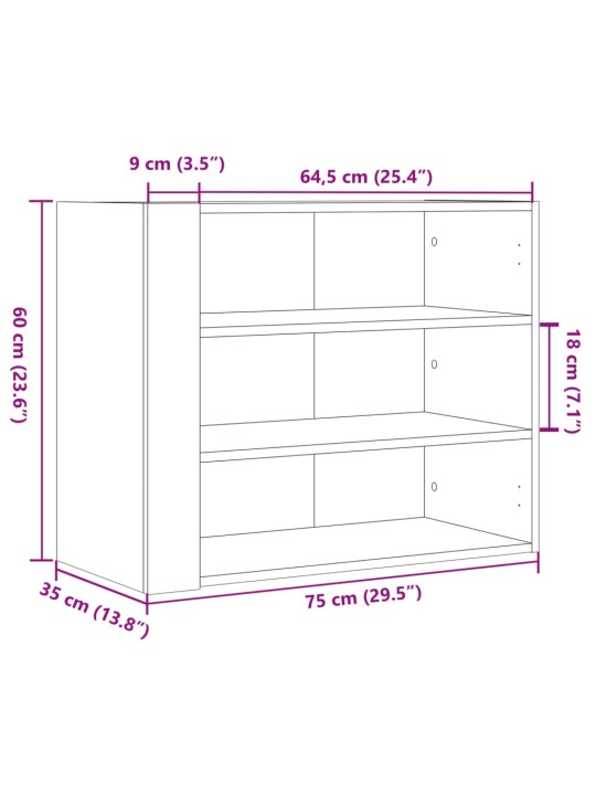 Seinakapp, hall sonoma tamm, 75 x 35 x 60 cm, tehispuit