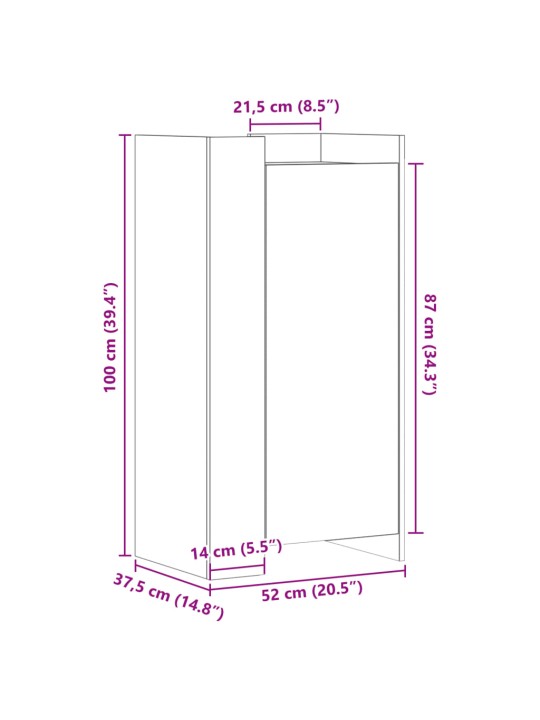 Jalatsikapp, betoonhall, 52 x 37,5 x 100 cm, tehispuit