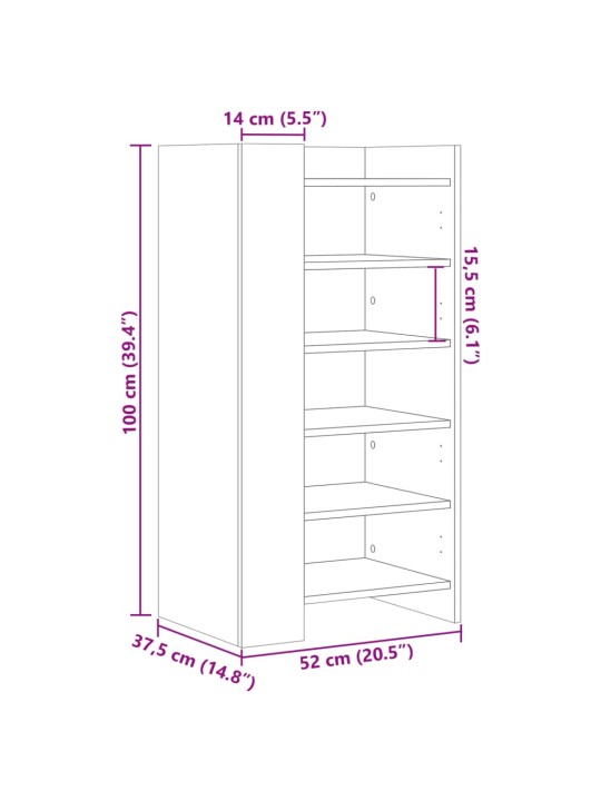 Jalatsikapp, hall sonoma tamm, 52 x 37,5 x 100 cm, tehispuit