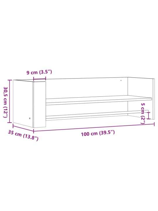 Seinariiul, suitsutatud tamm, 100x35x30,5 cm, tehispuit