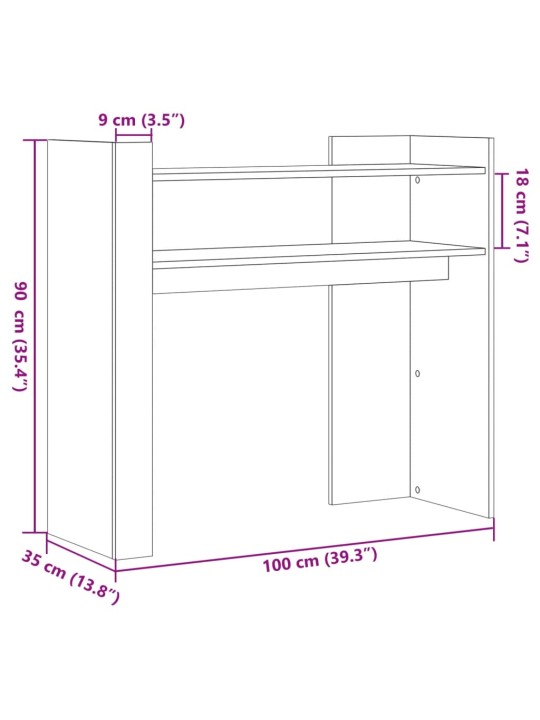 Konsoollaud, betoonhall, 100 x 35 x 90 cm, tehispuit