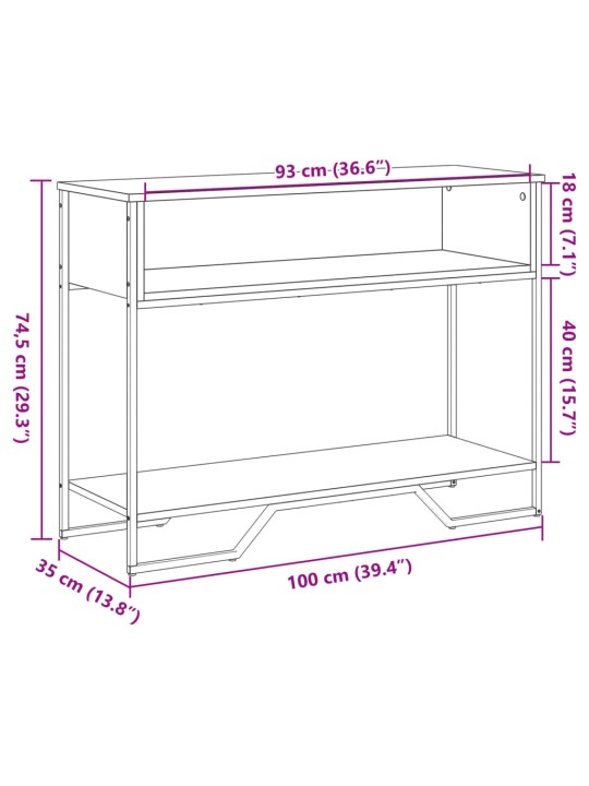 Konsoollaud, must, 100x35x74,5 cm, tehispuit