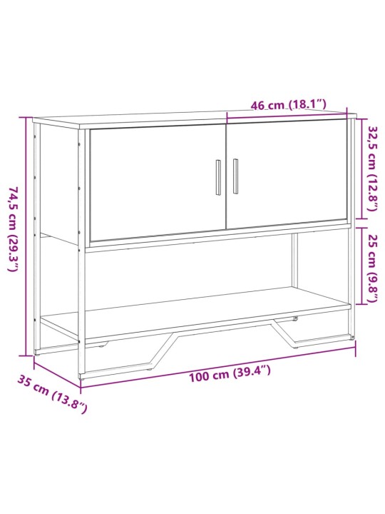 Konsoollaud, suitsutatud tamm, 100x35x74,5 cm, tehispuit