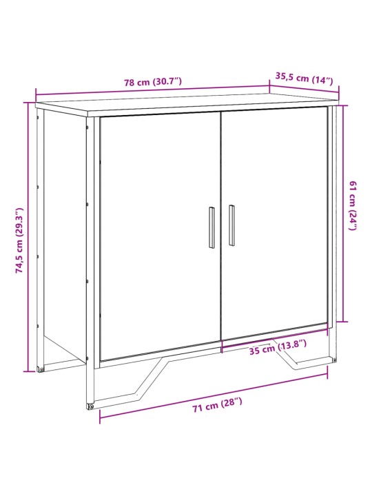 Puhvetkapp, must, 78 x 35,5 x 74,5 cm, tehispuit