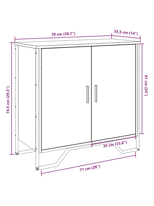 Puhvetkapp, suitsutatud tamm, 78x35,5x74,5 cm tehispuit