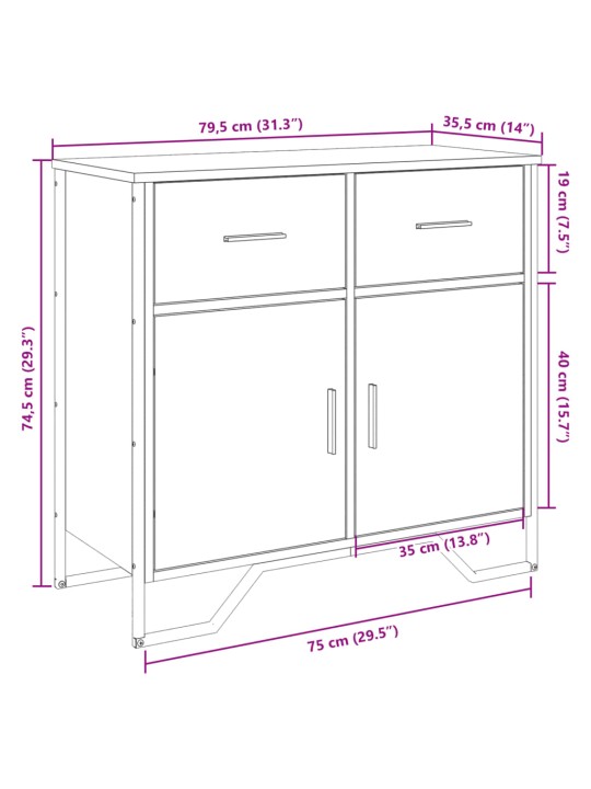 Puhvetkapp, suitsutatud tamm, 79,5x35,5x74,5 cm, tehispuit