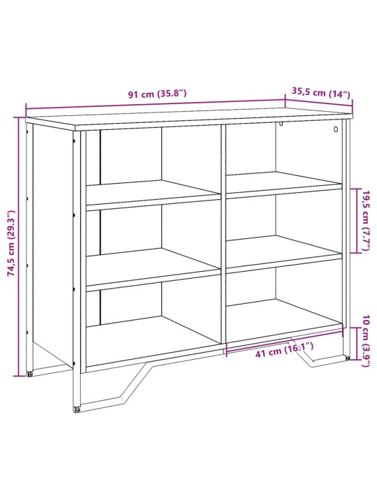 Puhvetkapp, hall sonoma tamm, 91 x 35,5 x 74,5 cm, tehispuit