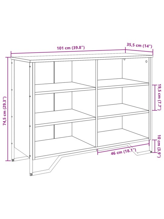 Puhvetkapp, hall sonoma tamm, 101x35,5x74,5 cm, tehispuit