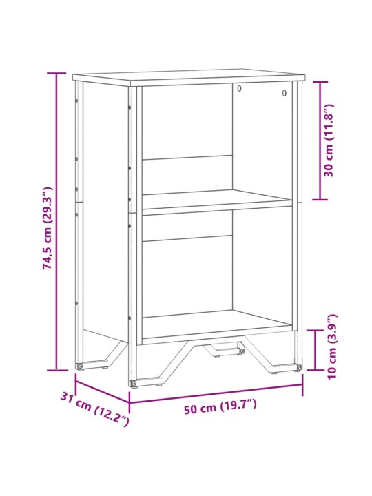 Raamatualus, hall sonoma tamm, 50x31x74,5 cm, tehispuit