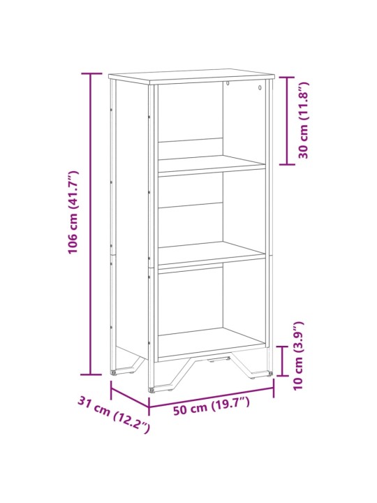 Raamatualus, hall sonoma tamm, 50x31x106 cm, tehispuit